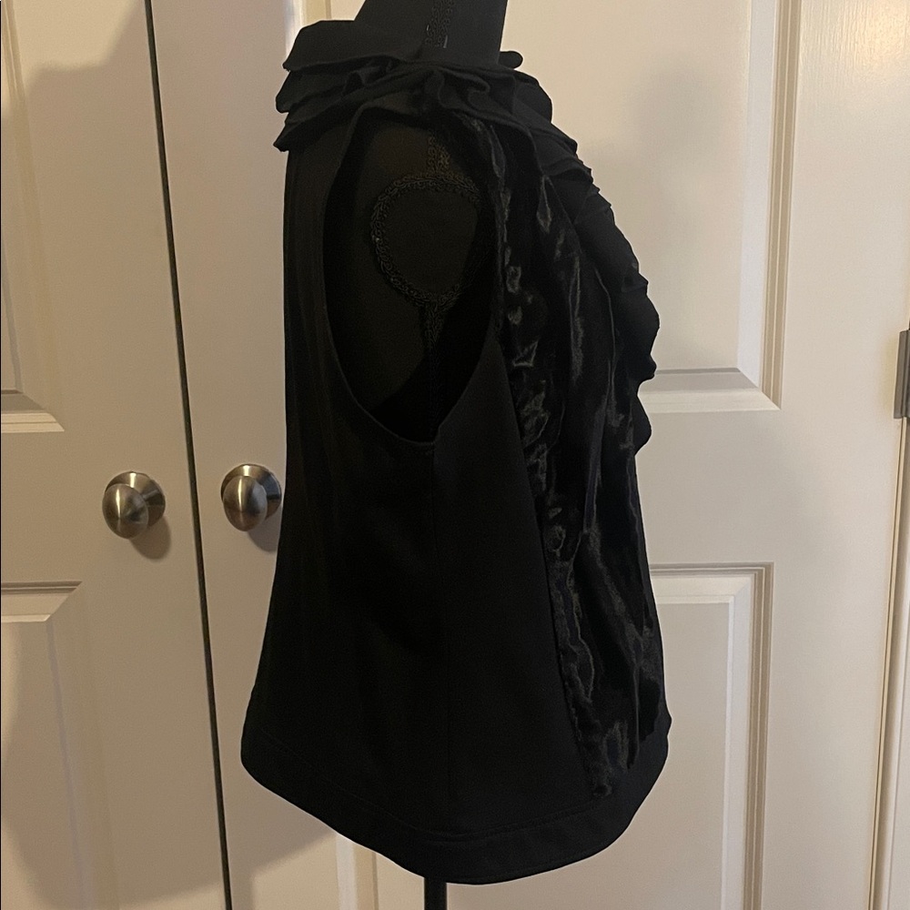 Alfani Black Ruffled Vest with Velvet Front Size L - Picture 2 of 8